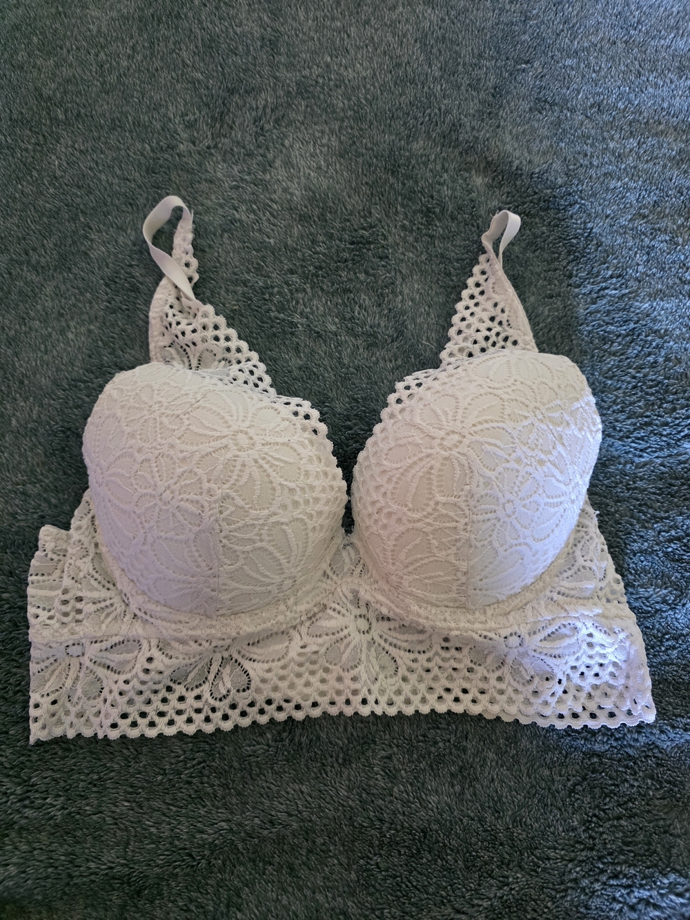 Lace Longline Padded Bralette - White